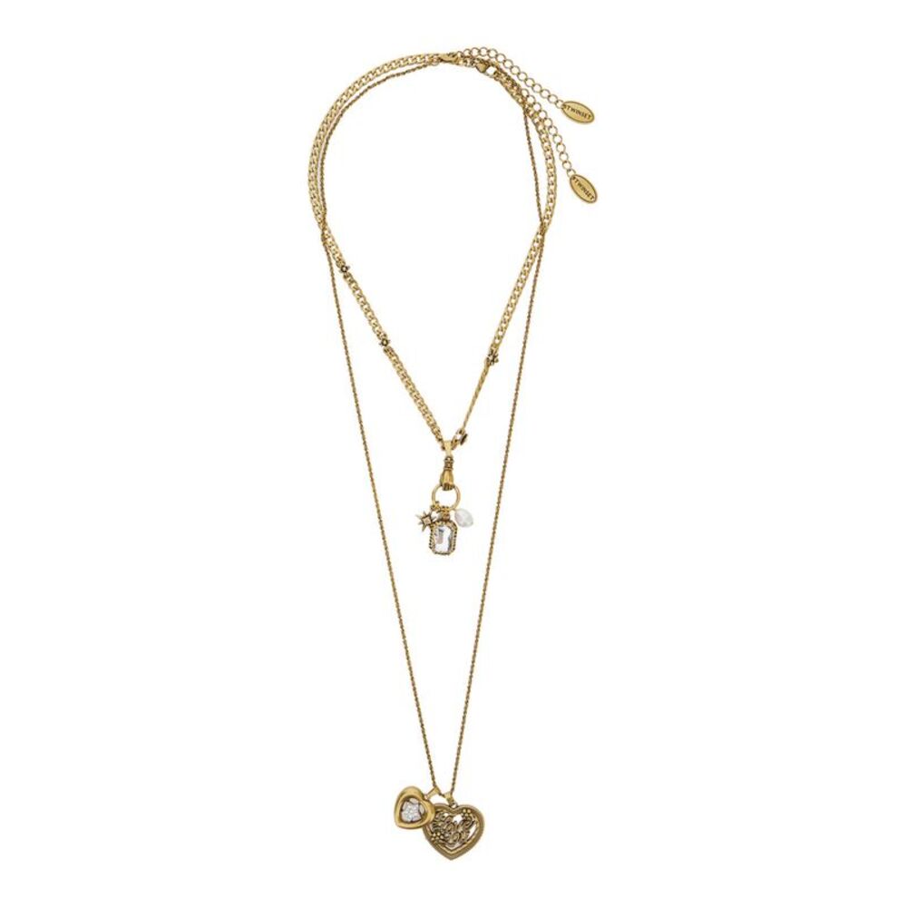 Twinset Women Gold Colored Heart Pendant Necklace In Antique Metal Women